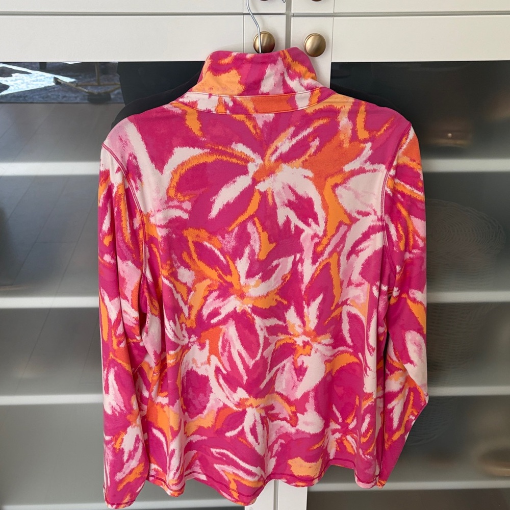 Belle by Kim Gravel Pink and Orange Floral Quarter Zip - L - Picture 4 of 6